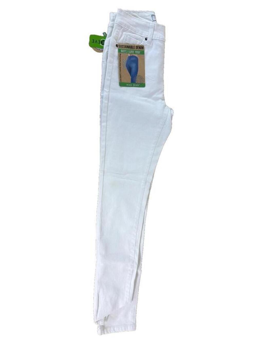 Wax Jean Womens White Skinny Push Up Jeans Butt I Love You Size 0/24 New
